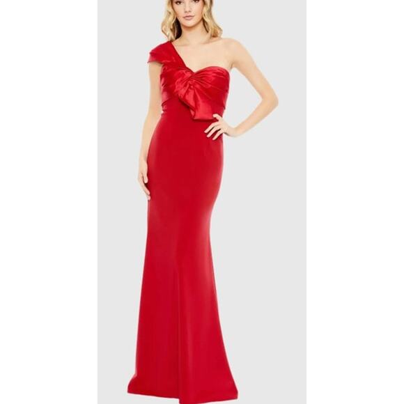 Mac Duggal Red One Shoulder Formal Evening Dress Plus Sz‎ 20 Stretch Jersey $398 - Picture 1 of 13
